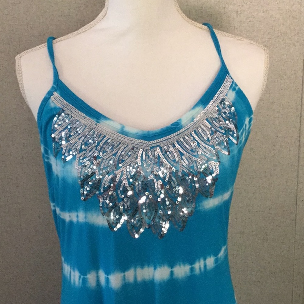 Blue sleeveless Tie Dye Maxi Dress Brand I.N.C. - Picture 5 of 16